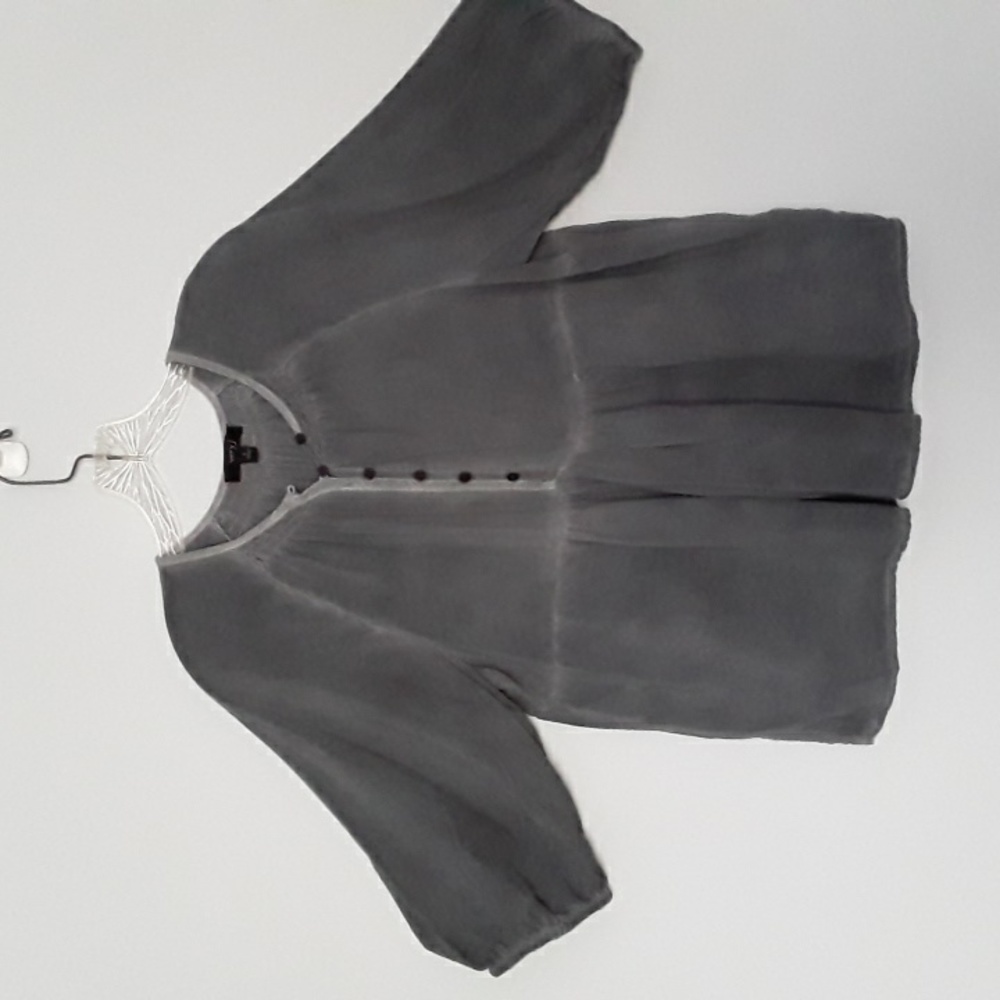 VERY J Babydoll Blouse, washed gray, size S